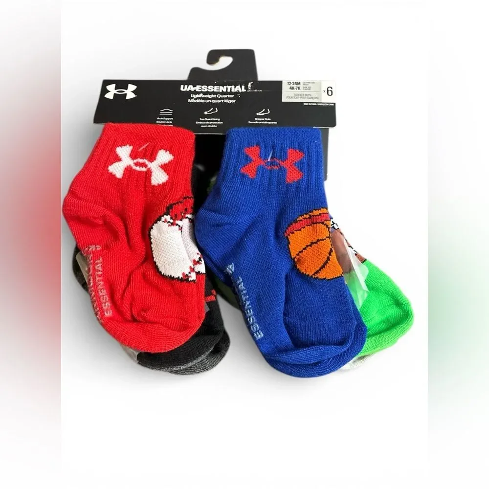 Under Armour Kids' Colorful Sports Socks Multi Pack Quarter Sock, 12-24 Months